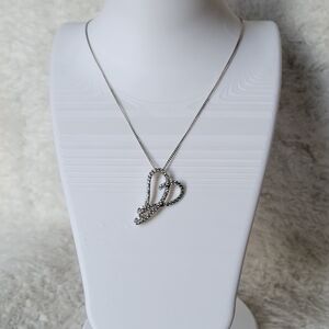 Sterling Silver Signed Heart Necklace 18" LIKE NEW!